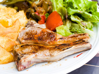 juice roasted lamb and potatoes
