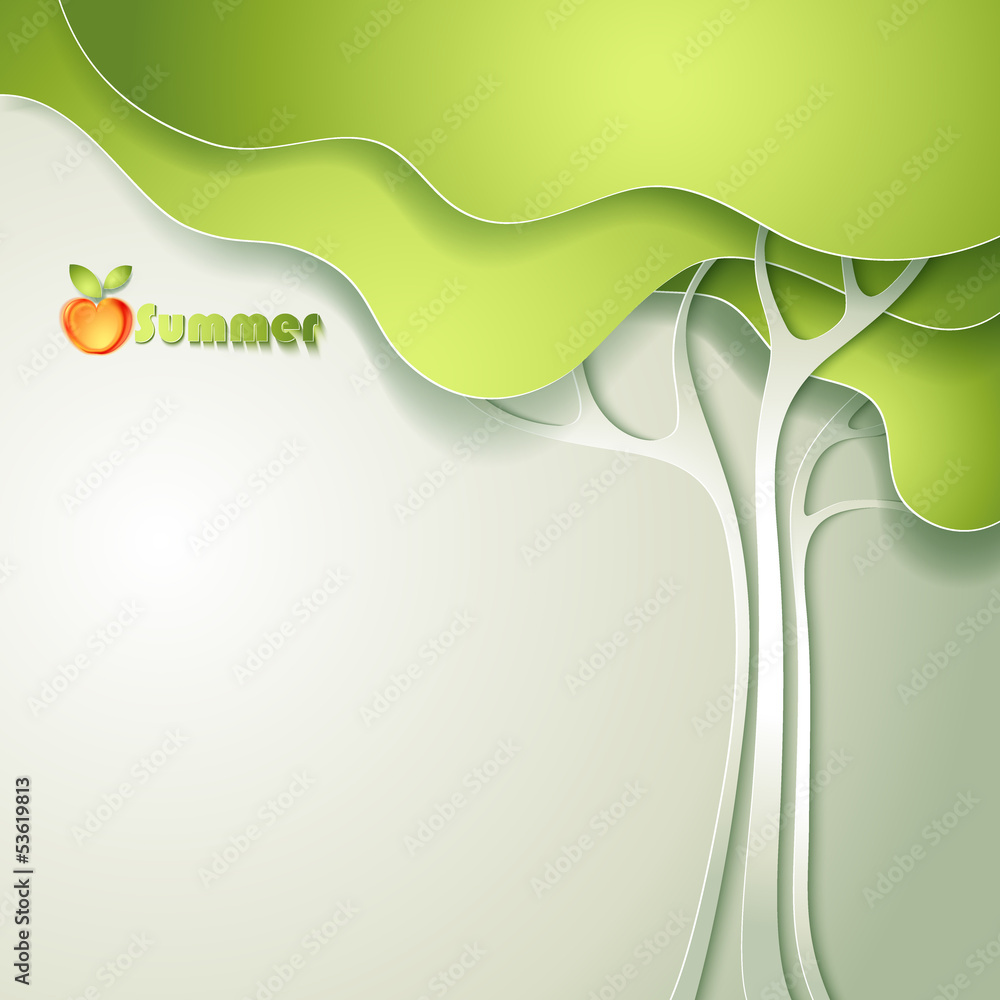 Poster card with abstract paper tree