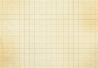 Blank millimeter old graph paper grid sheet background or textur