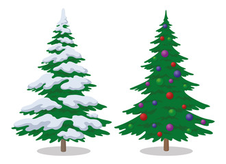Christmas trees, set