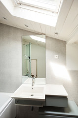 interior, modern bathroom in an old loft