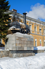 Monument to the first Russian steam locomotive