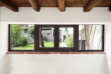 interior rustic house, view windows