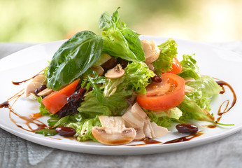 fresh salad with mushrooms