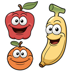 Vector illustration of Happy cartoon fruits