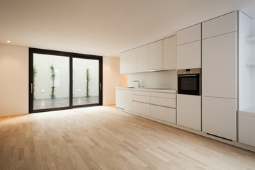 interior new house, modern white kitchen