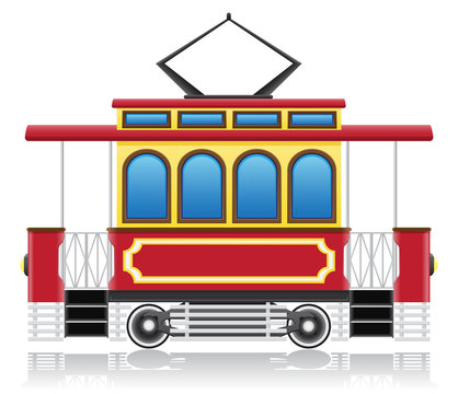 old retro tram vector illustration