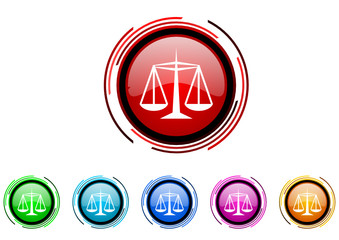 justice vector glossy web icon set