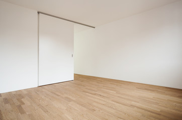 interior new house, empty room with sliding door