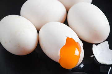 eggs isolated on black background