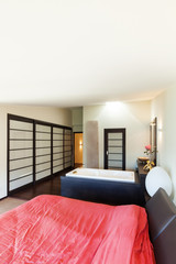 interior luxury apartment, beautiful bedroom with bath
