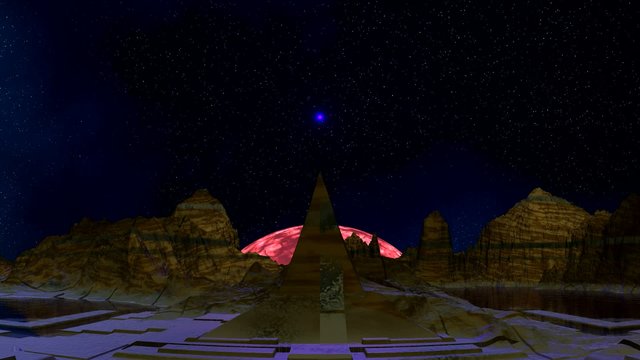 The being shone sphere (UFO) takes off from a pyramid