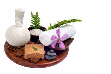Thai spa and massage set in white background