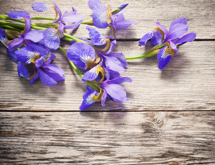 flowers on wooden background