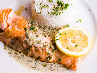 grilled salmon and rice