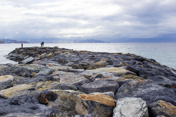 Stone beach in Almunecar, Andalusia, Spain