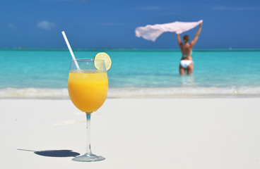 Glass of orange juice. Exuma, Bahamas