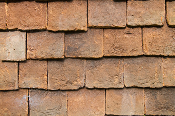 Close up of clay external wall tiles