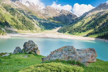 Spectacular scenic Big Almaty Lake in Almaty, Kazakhstan