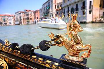 Detail of typical venitian gondola on water