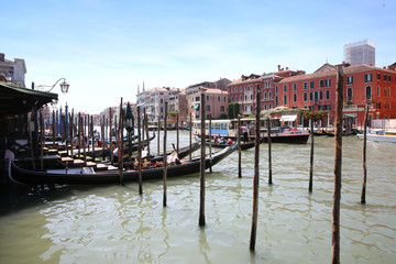 View of boats on Canal grande, Venice