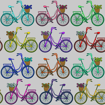 Seamless pattern of bicycles