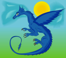 Blue dragon in the sky