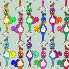 Seamless pattern of cute rabbits