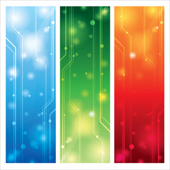 Three Abstract colorful technical background vector