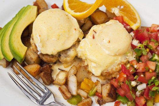 Poached Eggs Dungeness Crab Cakes With Hollandaise Sauce 