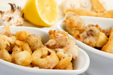 fried fish close up