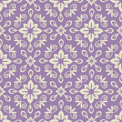 Seamless violet and light damask pattern