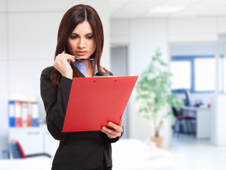 Businesswoman reading a document