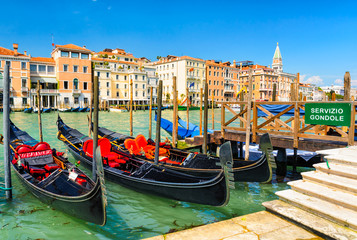 Gondolas on the Grand Canal in Venice, Italy - obrazy, fototapety, plakaty