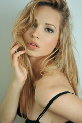 Closeup portrait of young model with minimum makeup