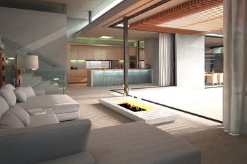 Fototapeta premium Modern Loft Living Room Interior