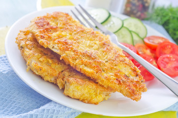 fried chicken with vegetables
