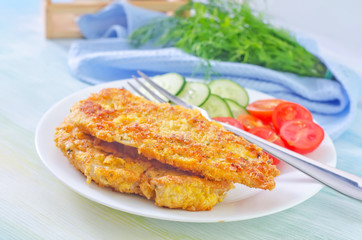 fried chicken with vegetables