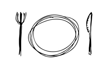 Messer und Gabel - mit Teller