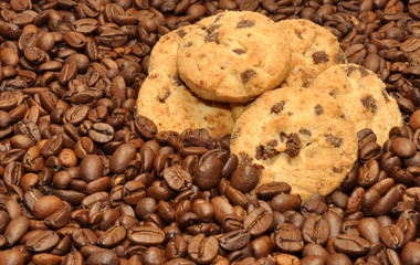 Chocolate Chip Cookies And Coffee Beans