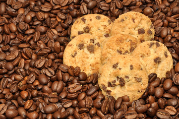 Chocolate Chip Cookies And Coffee Beans