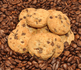 Chocolate Chip Cookies And Coffee Beans