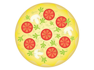 pizza with tomatoes and mushrooms