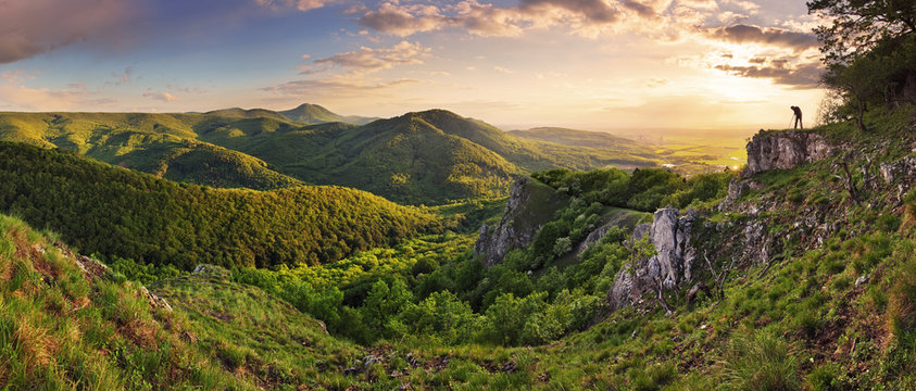 Green Rocky moutain at sunset - Slovakia