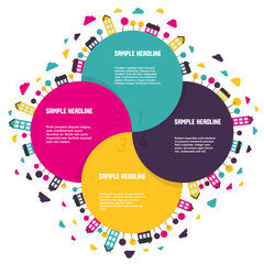 Banners with small town. Vector illustration.