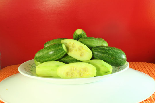 pointed gourd parval in red background