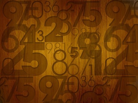 random numbers on wooden desk