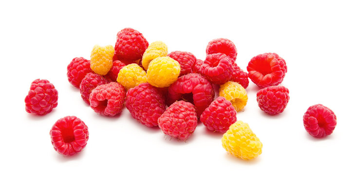 Heap of red and yellow raspberry