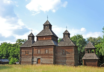 Antique wooden church, Pirogovo,  Kiev, Ukraine