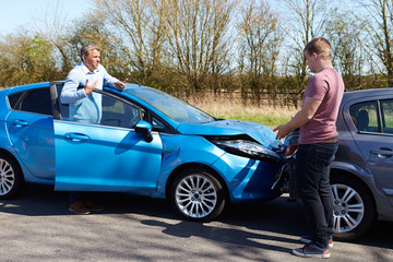 Two Drivers Arguing After Traffic Accident